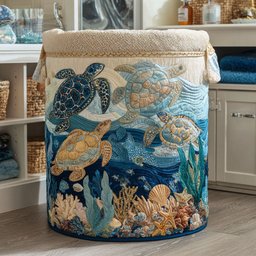 Shell Shine Quilted Laundry Basket . Anniversary Merch Gift