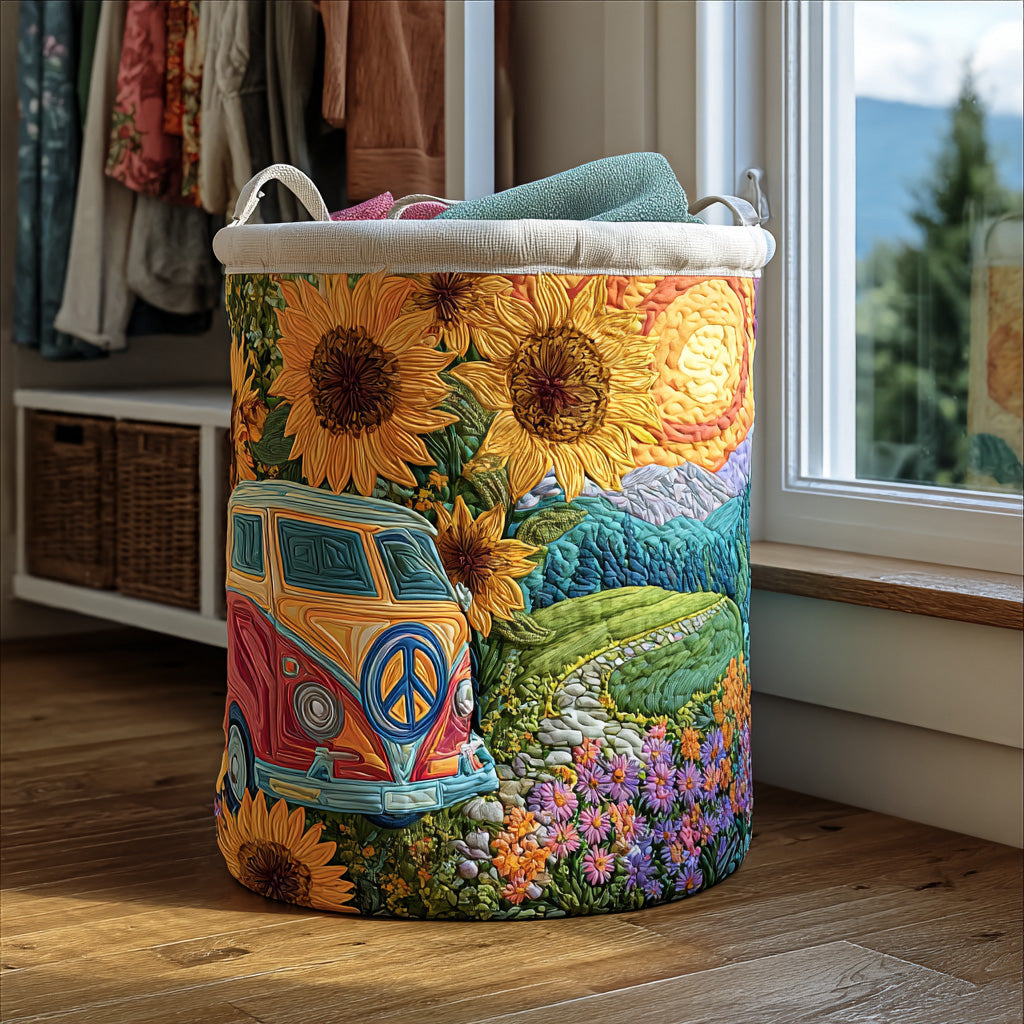 Sunflower Trip Quilted Laundry Basket Excellent Gift For Her