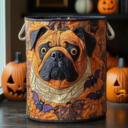 Pumpkin Bulldog Quilted Laundry Basket Merch For Family Time
