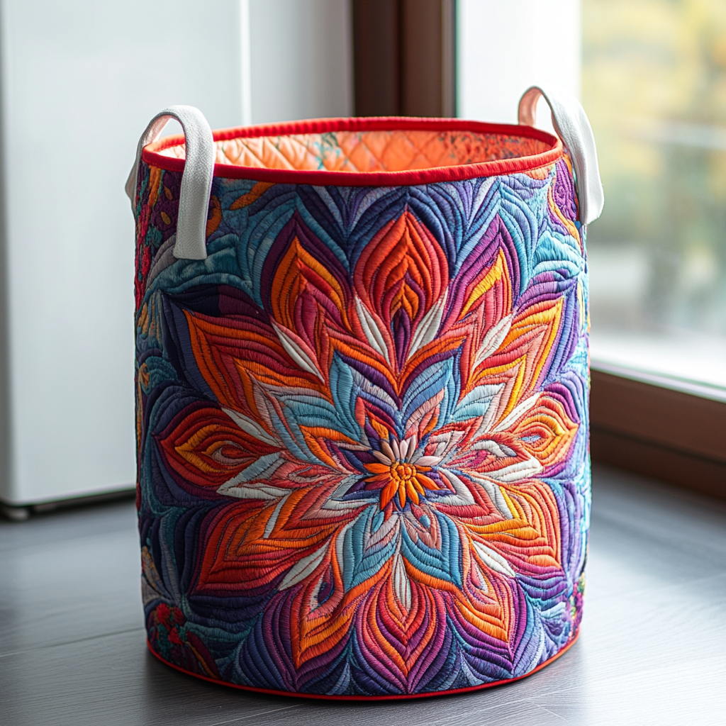 Vivid Petals Quilted Laundry Basket Merch For Kids