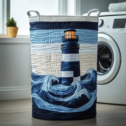 Nautical Lighthouse Quilted Laundry Basket Gift Idea For Busy Families