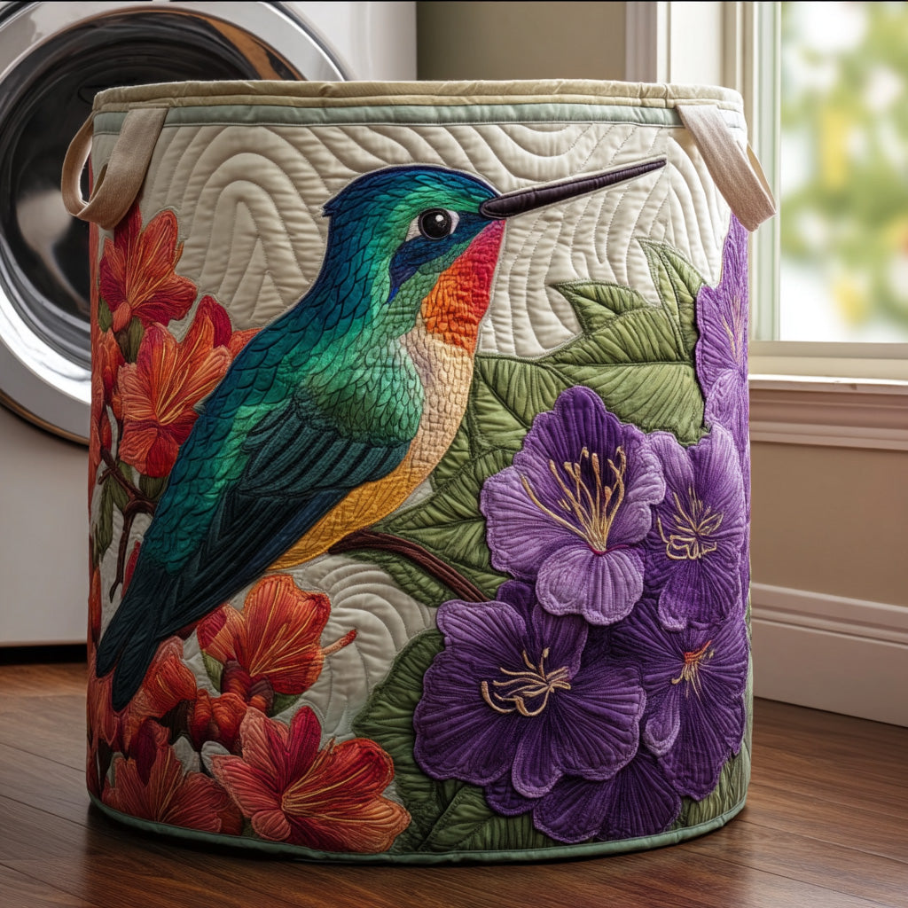 Floral Hummingbird Quilted Laundry Basket Back To School Merch