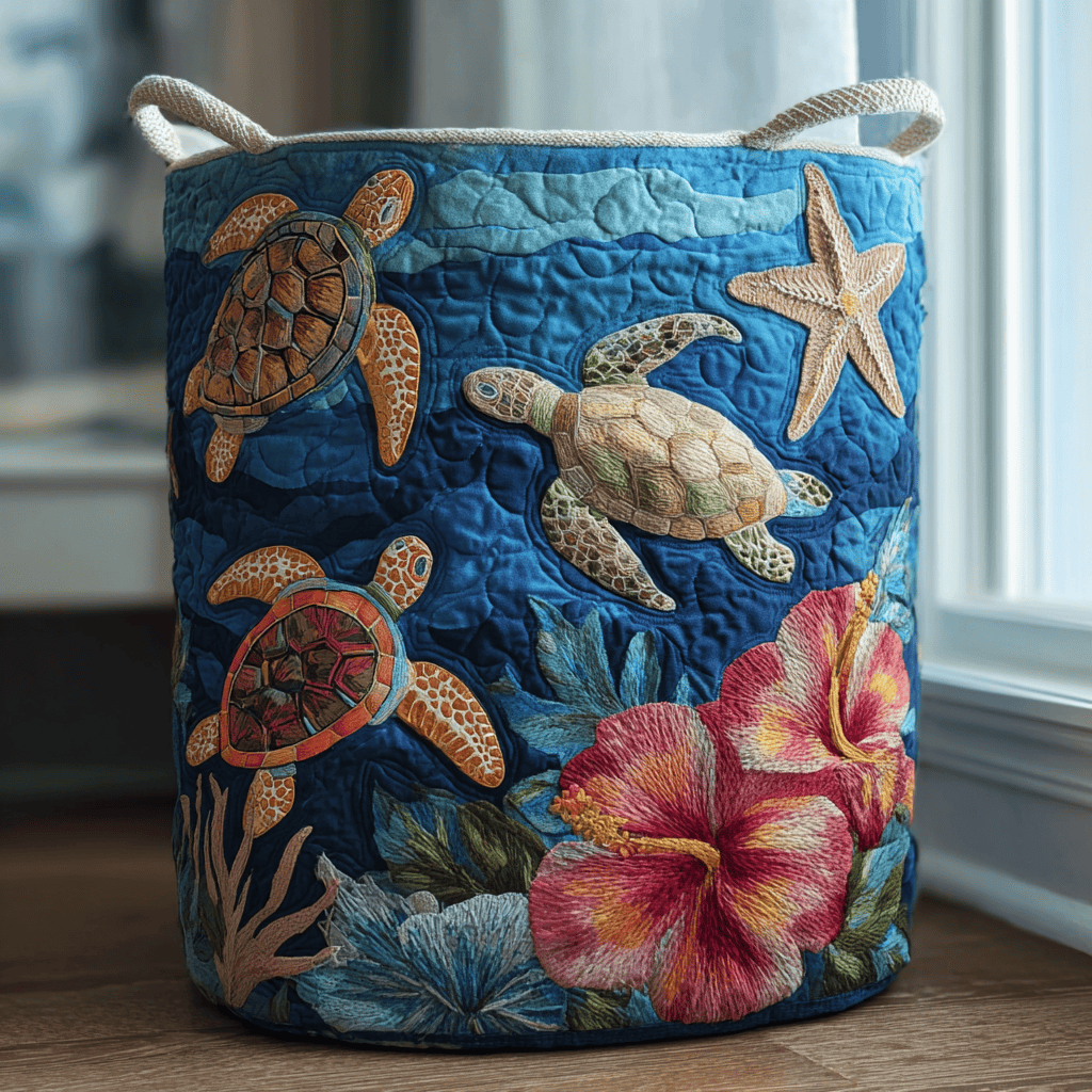 Turtle Flow Quilted Laundry Basket Holiday Favorite Gift