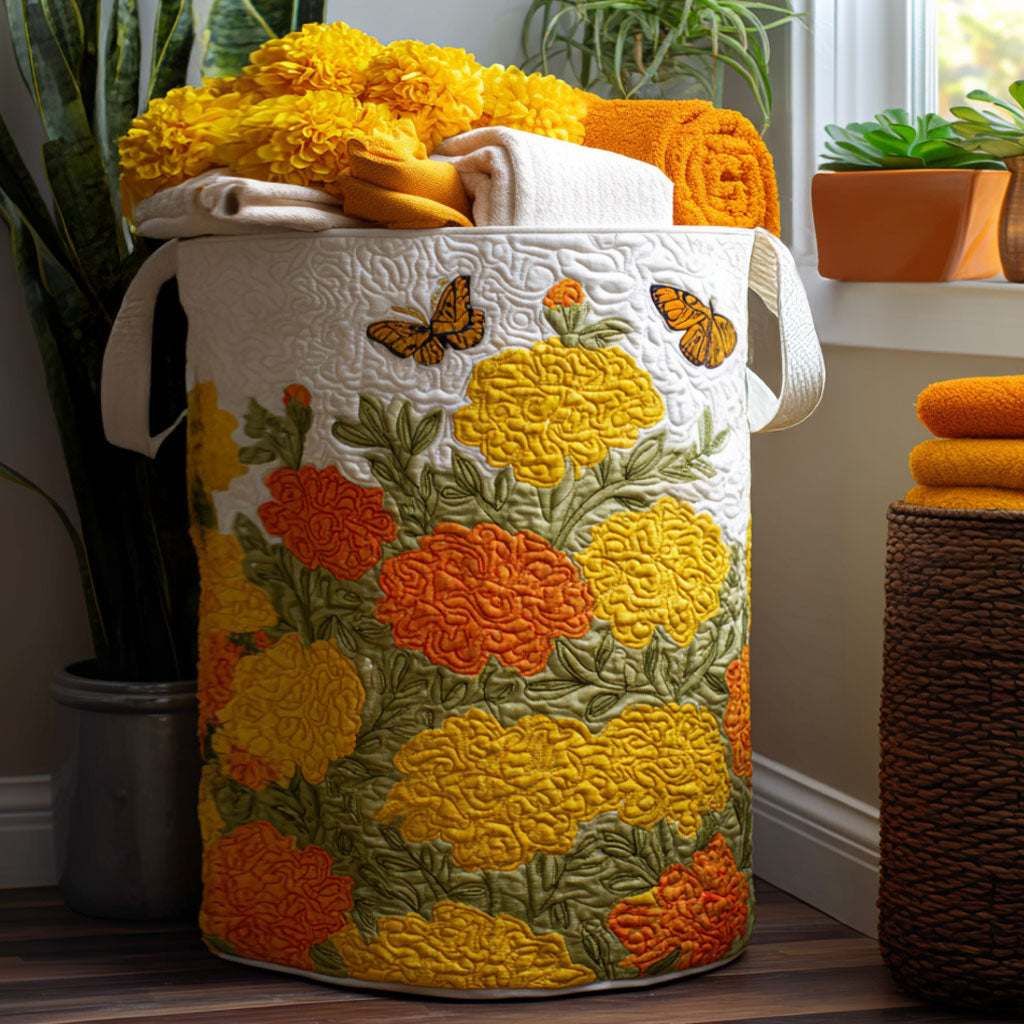 Marigold Mirage Quilted Laundry Basket Creative Gift For Family