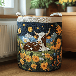 Meadow Cow Quilted Laundry Basket Spring Merch Pick