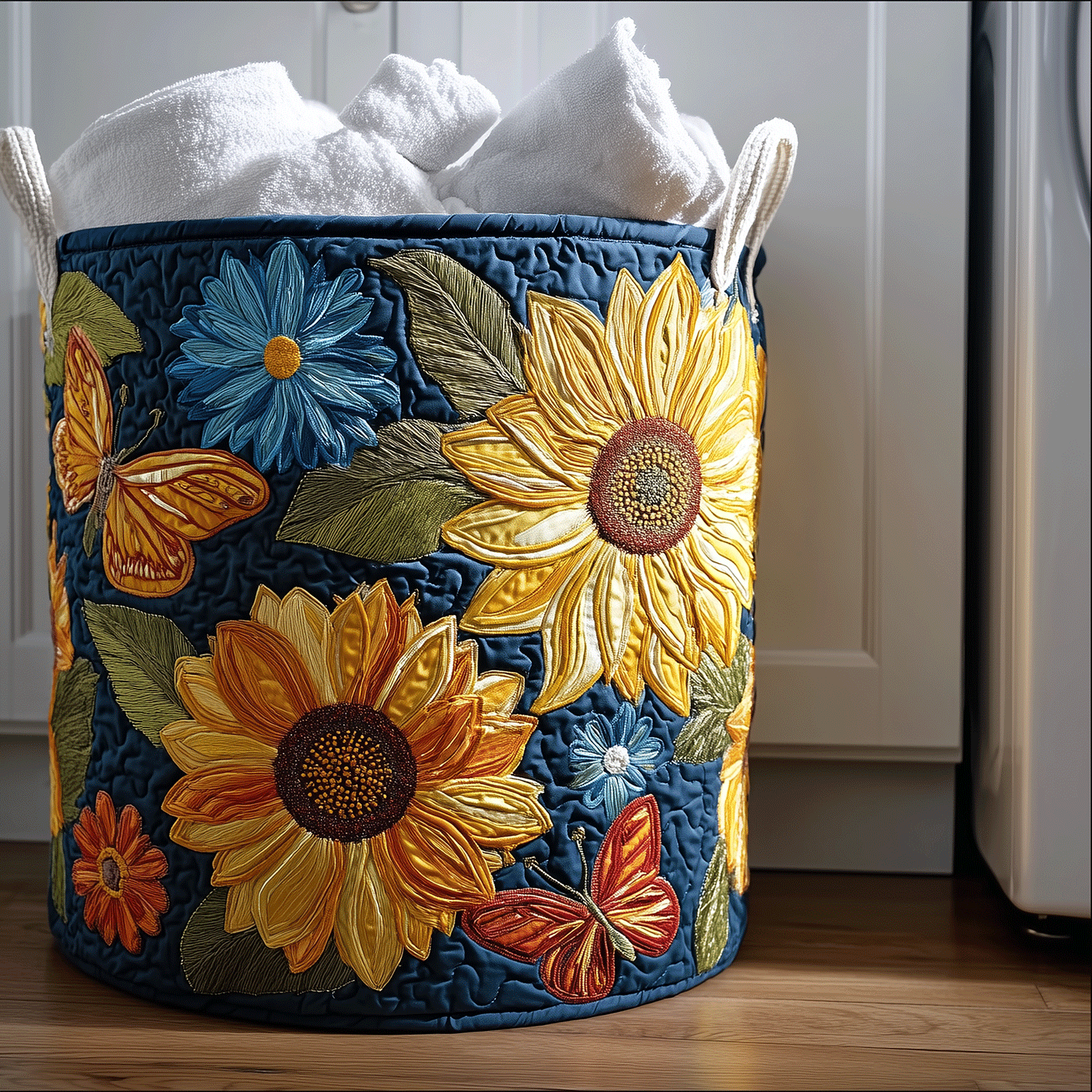 Rustic Sunflower Quilted Laundry Basket Valentine�s Day Merch Gift