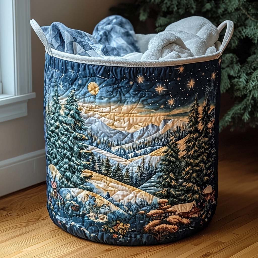 Winter Lodge Quilted Laundry Basket Back To School Merch