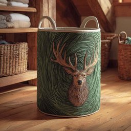 Woodland Retreat Quilted Laundry Basket Merch For Cozy Nights