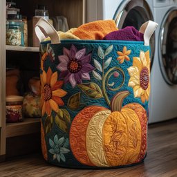 Pumpkin Delight Quilted Laundry Basket Merch For Kids