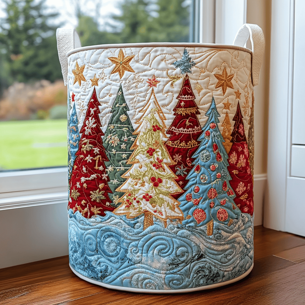 Snowy Woods Quilted Laundry Basket Top Choice For Housewarming