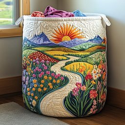Golden Horizon Quilted Laundry Basket Holiday Season Merch