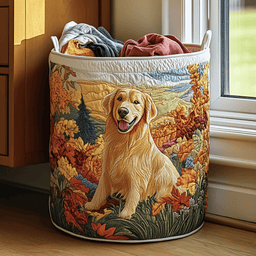 Golden Retriever Joy Quilted Laundry Basket Merch For Him