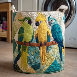 Jungle Feather Quilted Laundry Basket Father�s Day Merch Gift