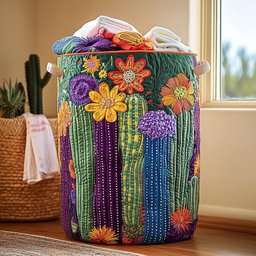 Sunrise Cactus Quilted Laundry Basket Father�s Day Merch Gift
