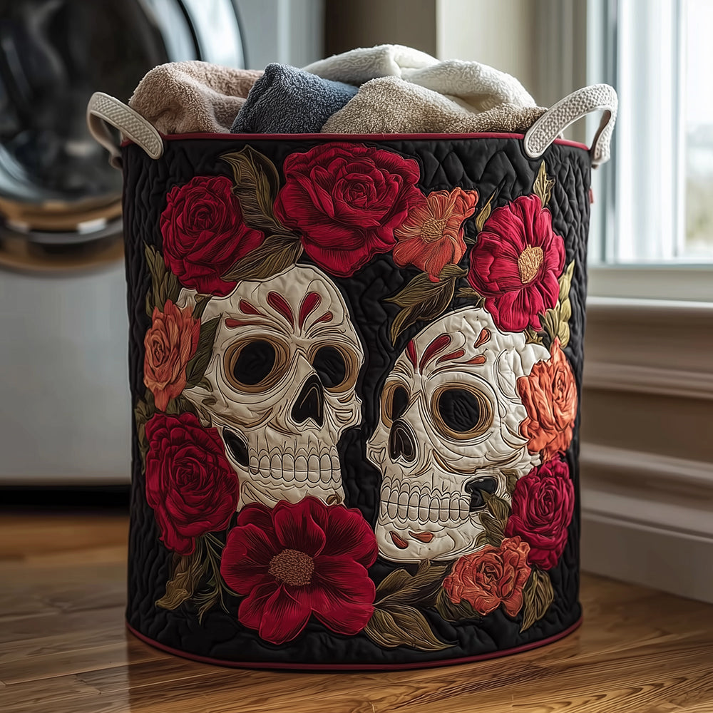Rose Skull Quilted Laundry Basket Holiday Season Merch