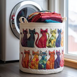 Playful Cat Quilted Laundry Basket Mother�s Day Merch Gift