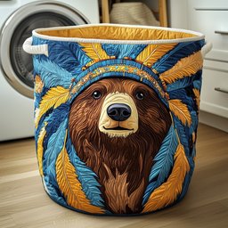 Native Bear Quilted Laundry Basket Great Idea For New Home