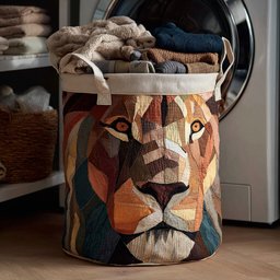 Prairie Lion Quilted Laundry Basket Merch For Family