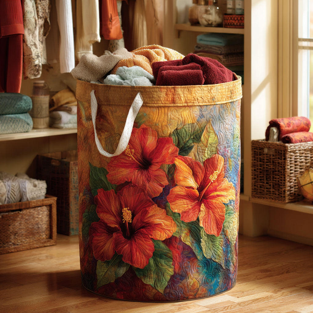 Sunset Petal Quilted Laundry Basket Merch For Friends