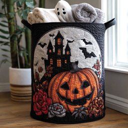 Pumpkin Trickster Quilted Laundry Basket Birthday Merch Gift