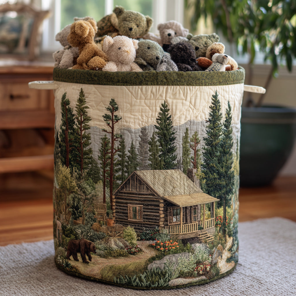 Forest Cabin Haven Quilted Laundry Basket Merch For Couples