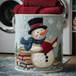 Snowman Tales Quilted Laundry Basket Graduation Merch Gift