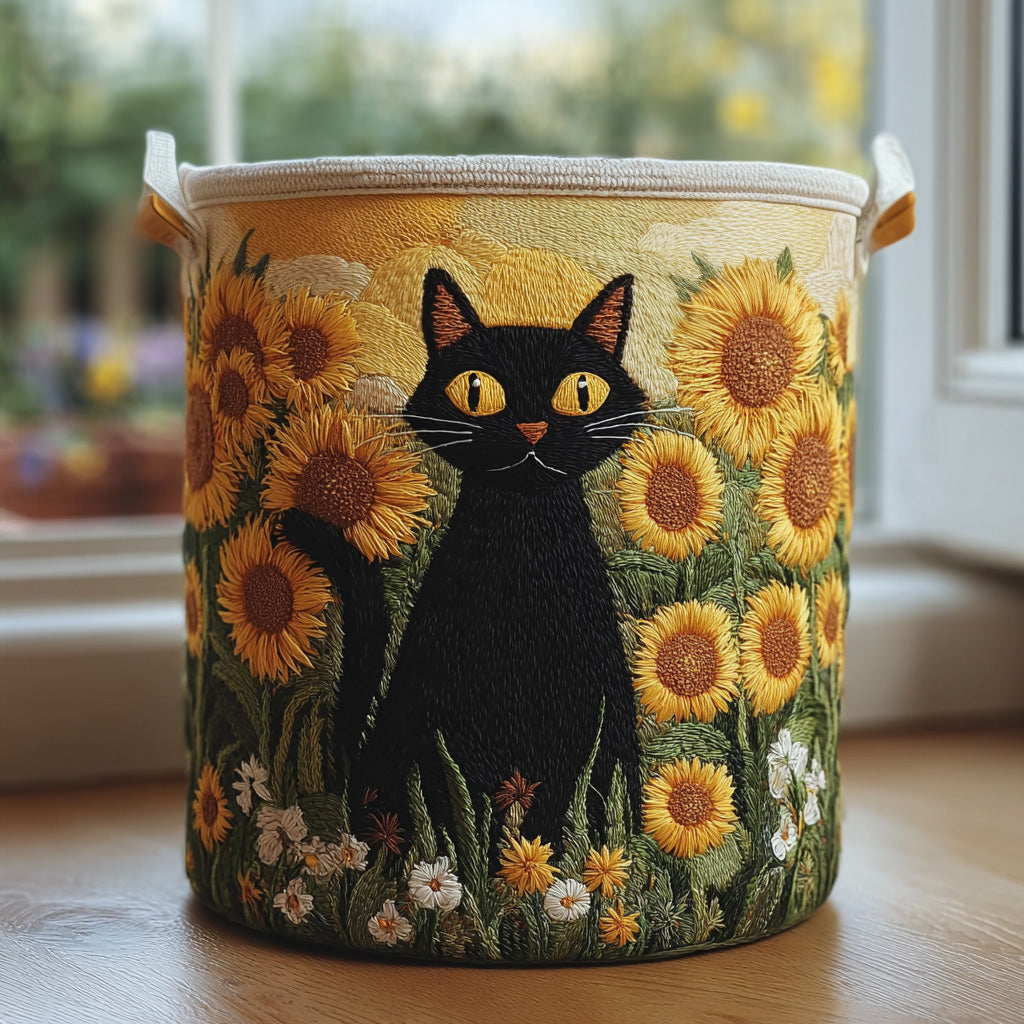 Sunflower Gaze Quilted Laundry Basket Must-Have Home Essential
