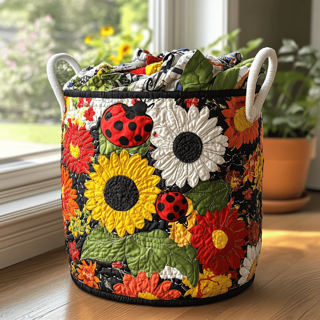 Ladybug Blooms Quilted Laundry Basket Great Idea For New Home