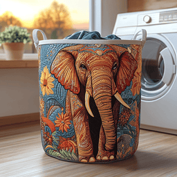 Gentle Elephant Quilted Laundry Basket Christmas Merch Gift