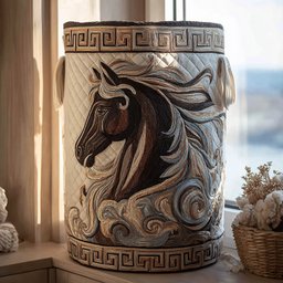 Midnight Steed Quilted Laundry Basket Father�s Day Merch Gift