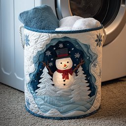 Snowy Night Quilted Laundry Basket Merch For Mom