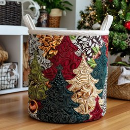 Yuletide Splendor Quilted Laundry Basket Perfect Gift For Apartment Living
