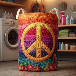 Rainbow Garden Peace Quilted Laundry Basket Merch For Dad