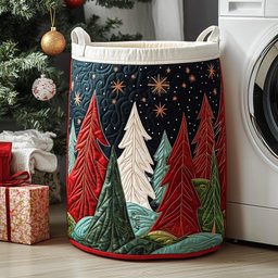 Xmas Forest Quilted Laundry Basket Father�s Day Merch Gift