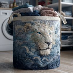 Winter Majesty Lion Quilted Laundry Basket Merch For Dad