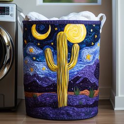 Saguaro Silhouette Quilted Laundry Basket Holiday Gift For Laundry Lovers