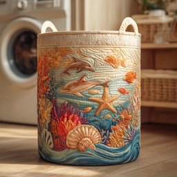 Sea Breeze Quilted Laundry Basket Merch For Her