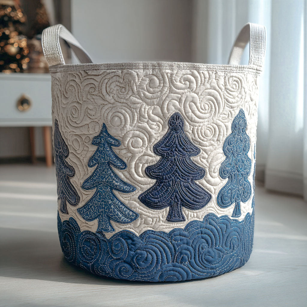 Snowy Whispers Quilted Laundry Basket Must-Have Home Essential