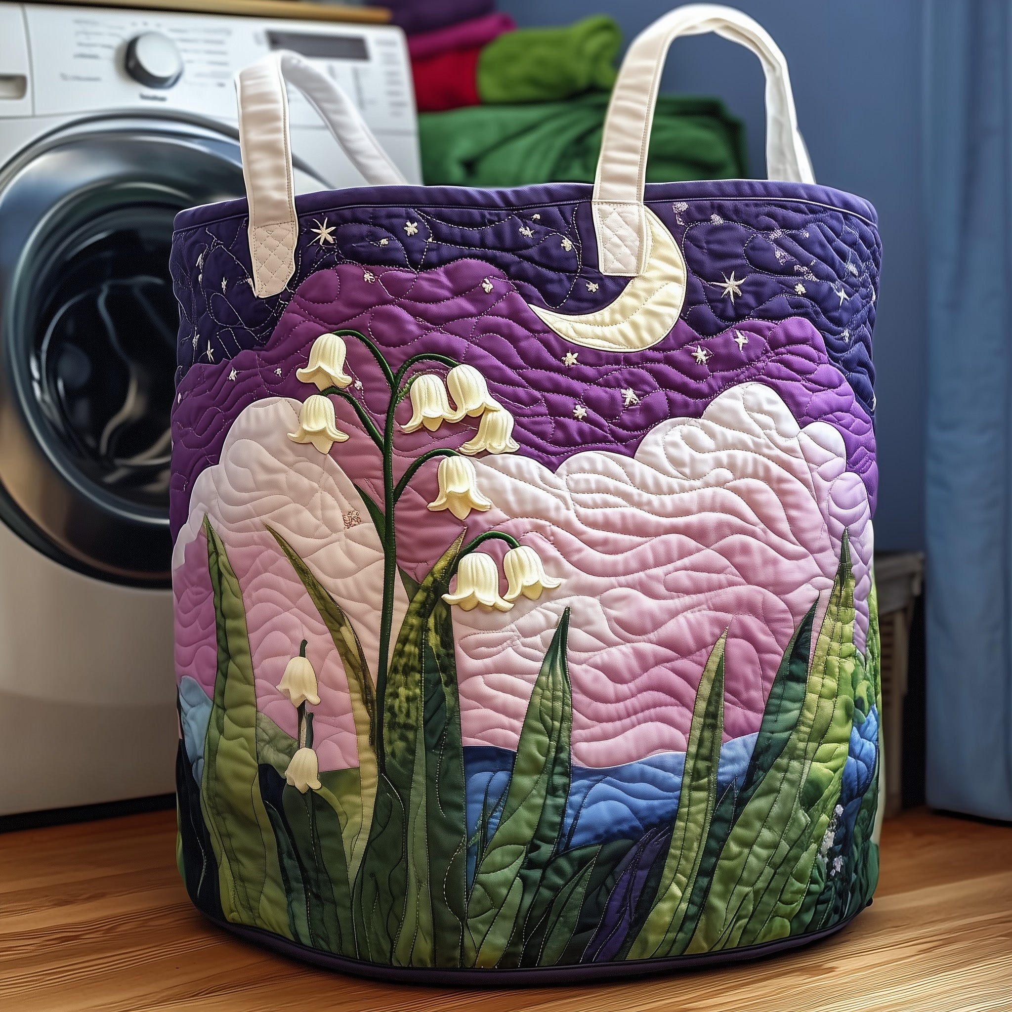 Lily Of The Valley Quilted Laundry Basket Merch For Her