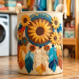 Sunlit Meadow Quilted Laundry Basket New Year Merch Gift