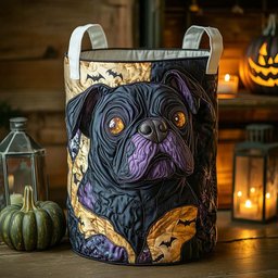 Glowing Bulldog Portrait Quilted Laundry Basket Valentine�s Day Merch Gift