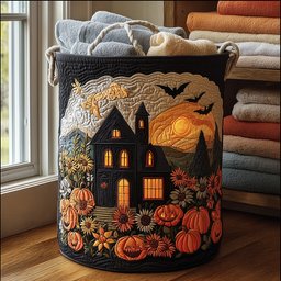 Halloween Night Quilted Laundry Basket Excellent Gift For Her