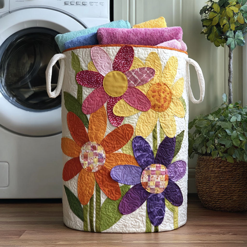 Petal Whisper Quilted Laundry Basket Birthday Merch Gift