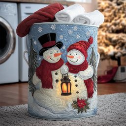 Snow Sweethearts Quilted Laundry Basket Perfect Gift For Apartment Living