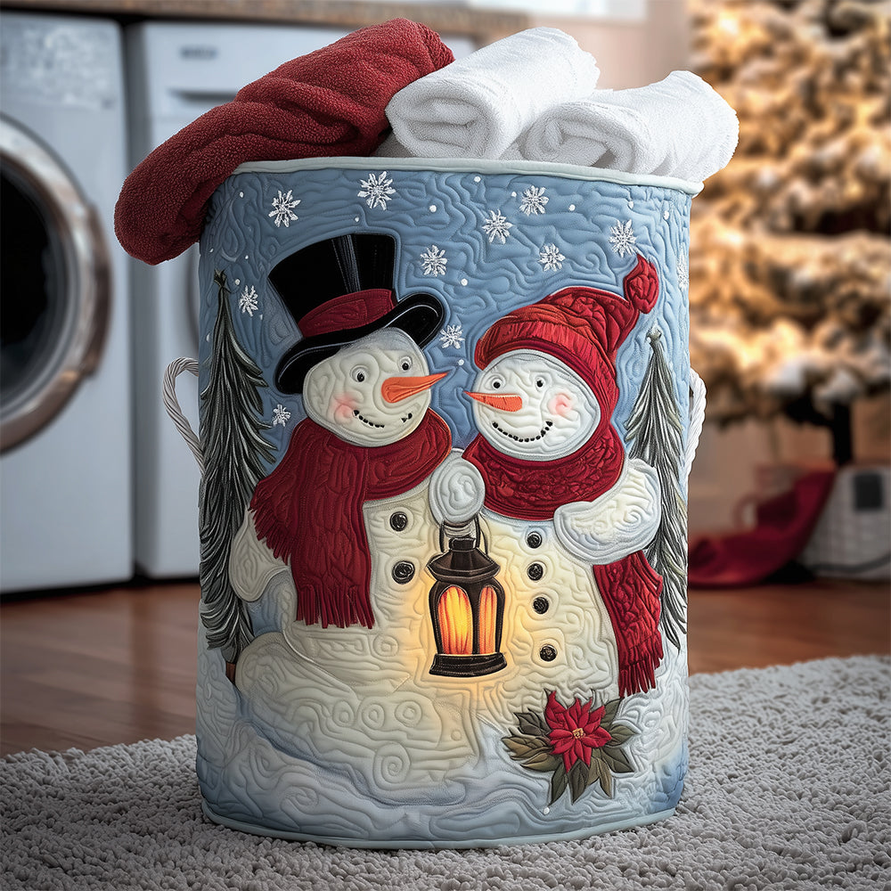 Snow Sweethearts Quilted Laundry Basket Perfect Gift For Apartment Living