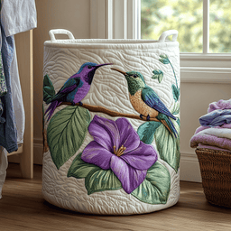Hummingbird Whisper Quilted Laundry Basket Gift To Brighten Their Day