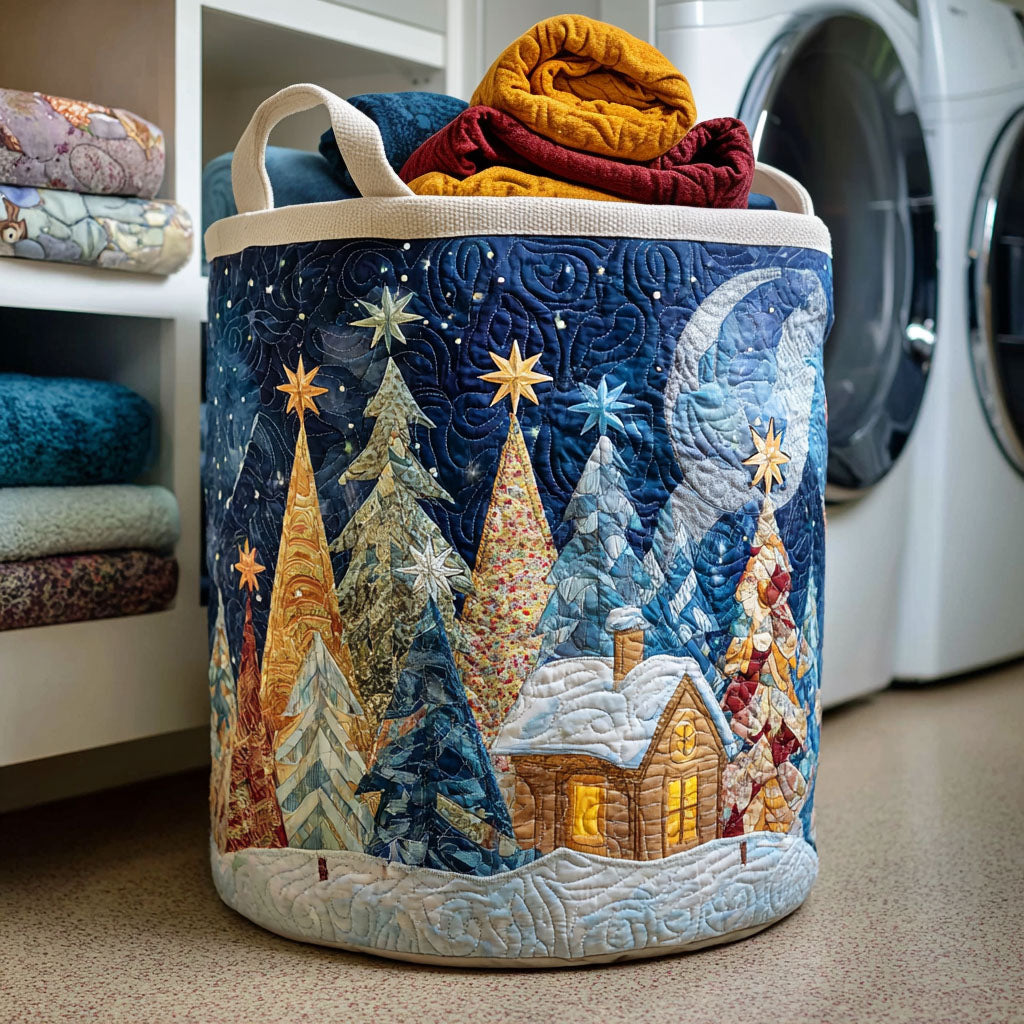 Starry Forest Glow Quilted Laundry Basket Perfect Gift For College Dorm