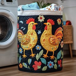Whimsical Chicken Quilted Laundry Basket Gftotg398 Perfect Gift For Your House