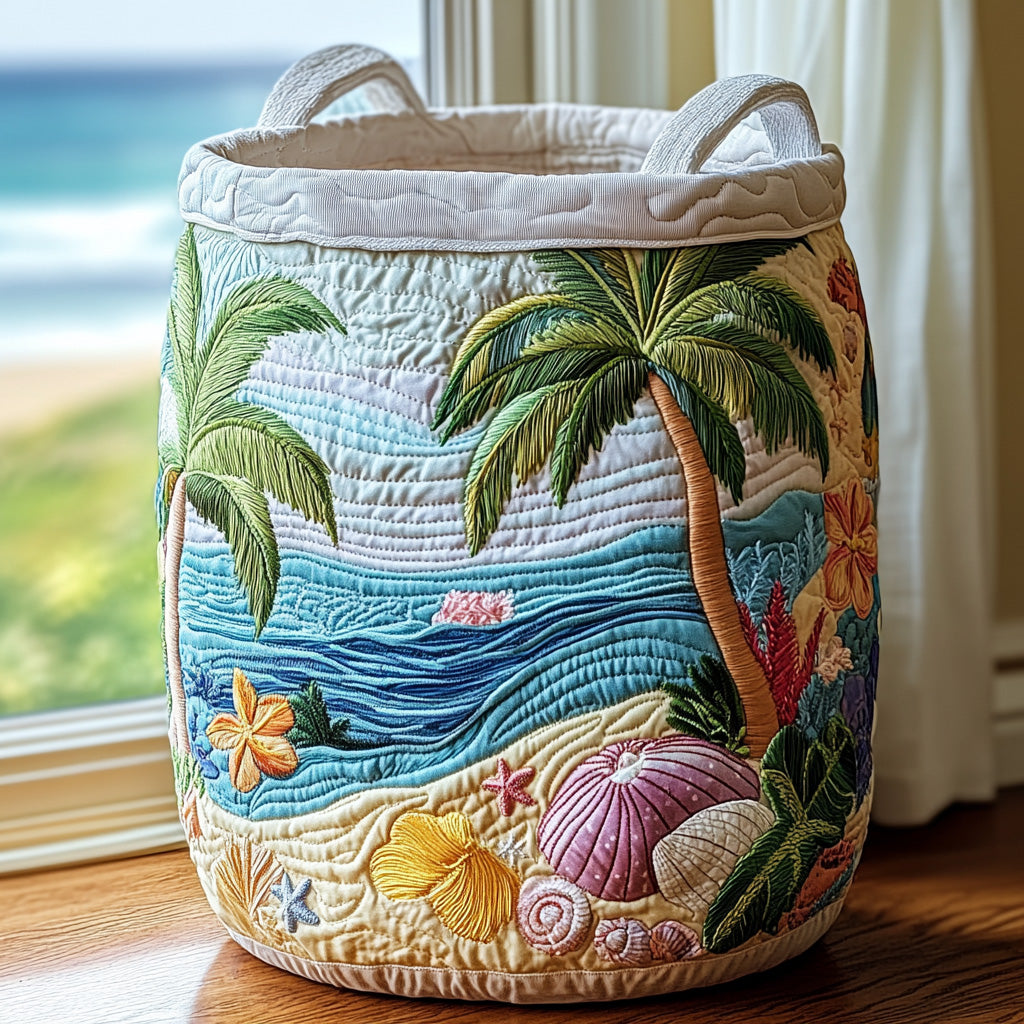 Tropic Haven Quilted Laundry Basket Merch For Couples