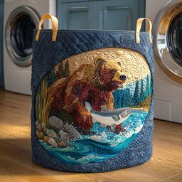 River Bear Quilted Laundry Basket Graduation Merch Gift